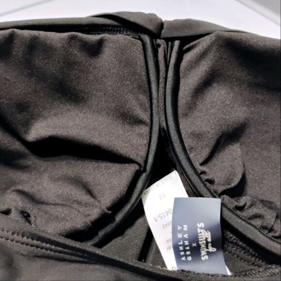 Swimsuits For All X Ashley Graham Boss Swimsuit Cutout Sides Underwire Black 16 - Picture 4 of 11